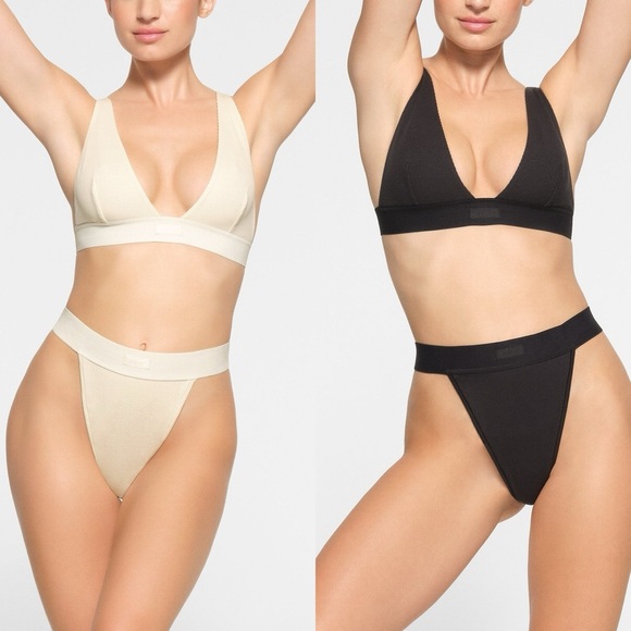 Skims Bundle Cotton Collection ribbed cotton-blend jersey thong Size 3X - Picture 1 of 4